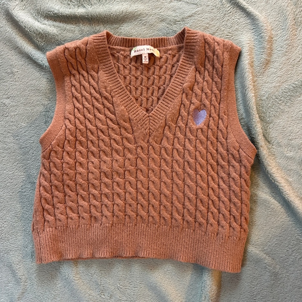Hazel Moon Tank Sweater with a purple heart; Size: M